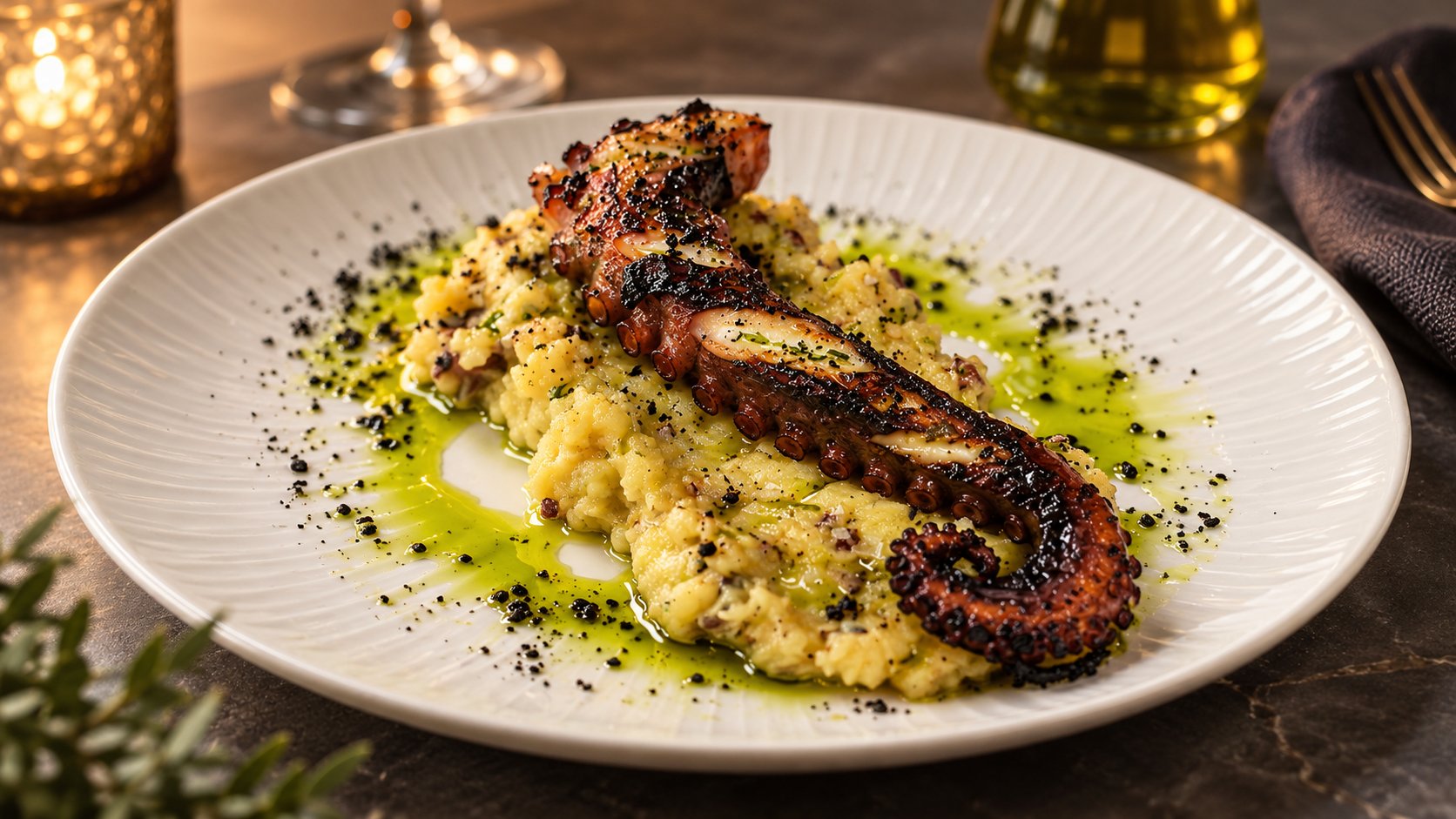 Pulpo a la brasa de la carta de Al Paso Steak House en Valdemoro